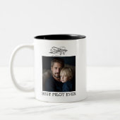 Birthday Best Pilot Ever 2 Photos Airplane Clouds  Zweifarbige Tasse (Links)