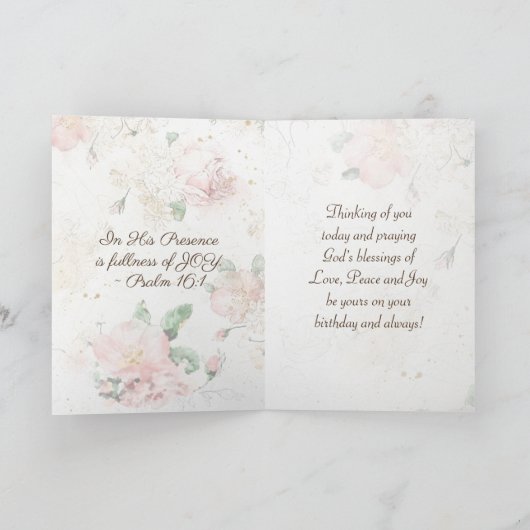 Birthday Bibel "In His Presence" Pink Roses Karte (Innenseite)