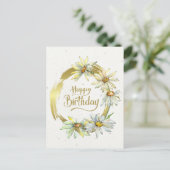 Birthday Bible Verse Gold Frame Daisies Postkarte (Stehend Vorderseite)