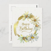 Birthday Bible Verse Gold Frame Daisies Postkarte (Vorne/Hinten)