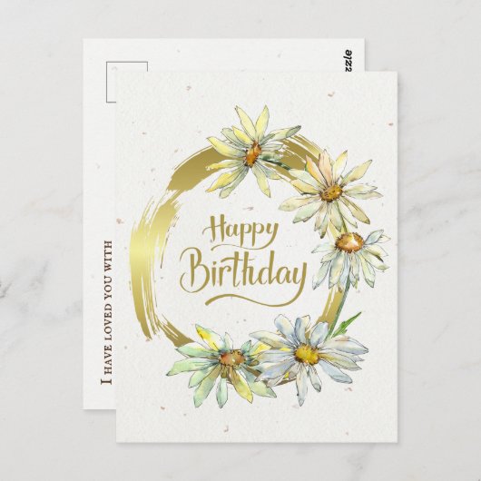 Birthday Bible Verse Gold Frame Daisies Postkarte (Vorne/Hinten)
