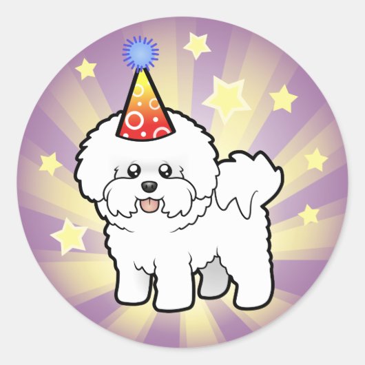 Birthday Bichon Frise Runder Aufkleber (Vorderseite)