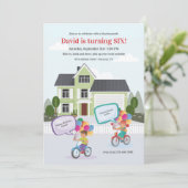 Birthday Bicycle Parade Einladung (Stehend Vorderseite)