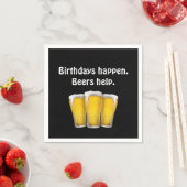 Birthday Biere auf Black Napkins Serviette (Beispiel)