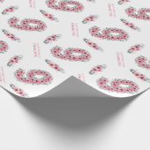 Birthday Big 9th Girl Pink Blume Green Folies Geschenkpapier (Ecke)
