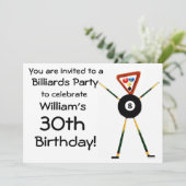Birthday Billiards Party Einladung (Stehend Vorderseite)