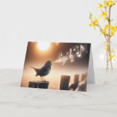 Birthday Bird auf einem Zaun singen Karte (Gelbe Blume)