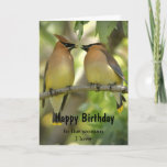 Birthday Bird Couple Woman I love Card Karte<br><div class="desc">Custom Happy Birthday,  to the Woman I love with cuddling Cedar Waxwing Birds</div>