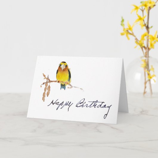 Birthday Bird Karte (Gelbe Blume)