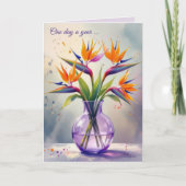Birthday Bird of Paradise Blume Bouquet Karte (Vorderseite)