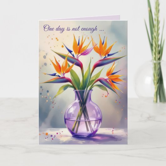 Birthday Bird of Paradise Blume Bouquet Karte (Vorderseite)