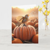 Birthday Bird singen auf einem Kürbis Karte (Gelbe Blume)