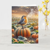 Birthday Bird singen auf einem Kürbis Karte (Gelbe Blume)