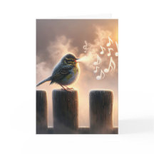 Birthday Bird singen in Morgennebel