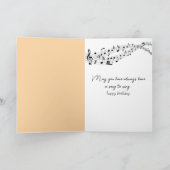 Birthday Bird singen in Morgennebel Karte (Innenseite)