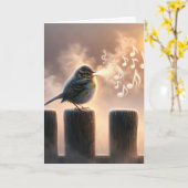Birthday Bird singen in Morgennebel Karte (Gelbe Blume)