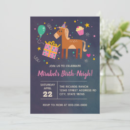 Birthday Birth-Neigh Einladung in jedem Alter