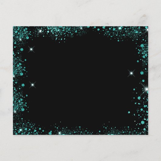 Birthday Black aquamarin Green Glitzer Save the Da (Rückseite)