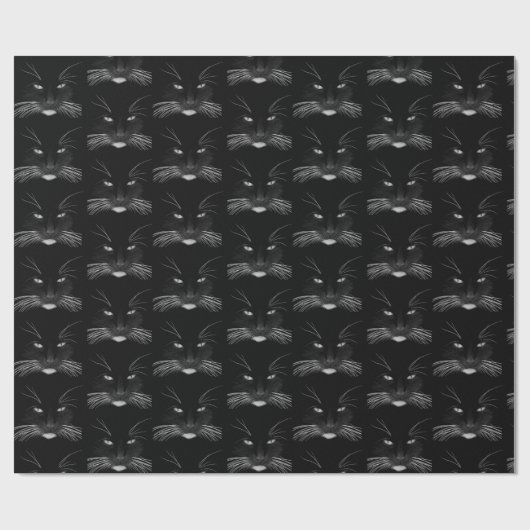 Birthday Black Cat Face Geschenkpapier (Flach)
