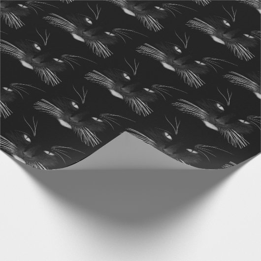 Birthday Black Cat Face Geschenkpapier (Ecke)