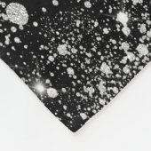 Birthday Black Custom Foto Silber Glitzer Name Fleecedecke (Ecke)