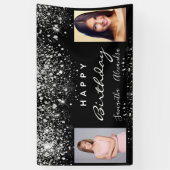 Birthday Black Foto Silber Glitzer Freunde Zwillin Banner (Vertikal)
