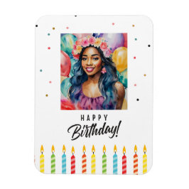Birthday Black Frau mit Balloons Magnet