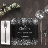 Birthday Black Glitzer Glitzern Pappteller