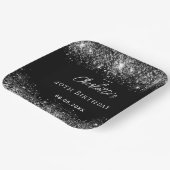 Birthday Black Glitzer Glitzern Pappteller (Gewinkelt)