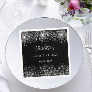 Birthday Black Glitzer Glitzern Serviette