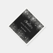 Birthday Black Glitzer Glitzern Serviette (Ecke)