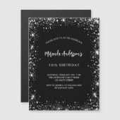 Birthday Black Glitzer Luxus Magneteinladung (Vorne/Hinten)