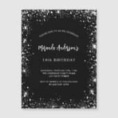 Birthday Black Glitzer Luxus Magneteinladung (Vorderseite)