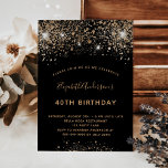 Birthday Black Glitzer Staubmagnet Magnetkarte<br><div class="desc">Eine moderne, stilvolle und glamouröse Magnet-Einladung für eine 40. Geburtstagsparty (oder jedes Alter). Ein schwarzer Hintergrund mit Glitzer und Imitat dekoriert. Der Name ist mit einem modernen goldfarbenen handgeschriebenen Stilskript geschrieben. Personalisieren Sie Ihre Party-Daten und fügen Sie sie hinzu. Eine Einladung und eine Save the Date Erinnerung für Ihre Gäste!...</div>