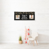 Birthday Black Gold 2 Foto Confetti Lights Banner (Insitu)