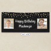 Birthday Black Gold Confetti 2 Foto Script Banner