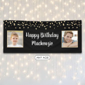 Birthday Black Gold Confetti 2 Foto Script Banner