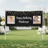 Birthday Black Gold Confetti 2 Foto Script Banner