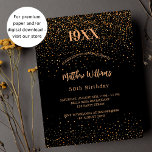 Birthday Black Gold Confetti Budget Einladung<br><div class="desc">Modernes,  elegantes und einladendes Hotel. Ein schwarzer Hintergrund mit goldenem Konfetti. Personalisieren und fügen Sie das Geburtsjahr,  den Namen und die Details hinzu. 1 Blatt = 1 Einladung mit Druckkante bis Kante.</div>