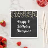 Birthday Black Gold Confetti Streamers Custom Text Serviette (Beispiel)