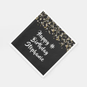 Birthday Black Gold Confetti Streamers Custom Text Serviette (Ecke)
