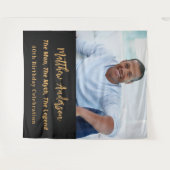 Birthday Black Gold Foto Mythos Legende Wandteppich (Vorderseite (Horizontal))