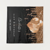 Birthday black gold glitter ballons name wandteppich (Vorderseite (Horizontal))