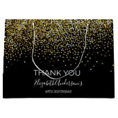 Birthday Black Gold Glitter Glamorous Thank You Große Geschenktüte (Vorderseite)
