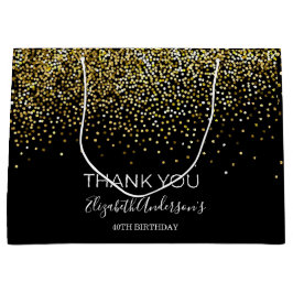 Birthday Black Gold Glitter Glamorous Thank You Große Geschenktüte