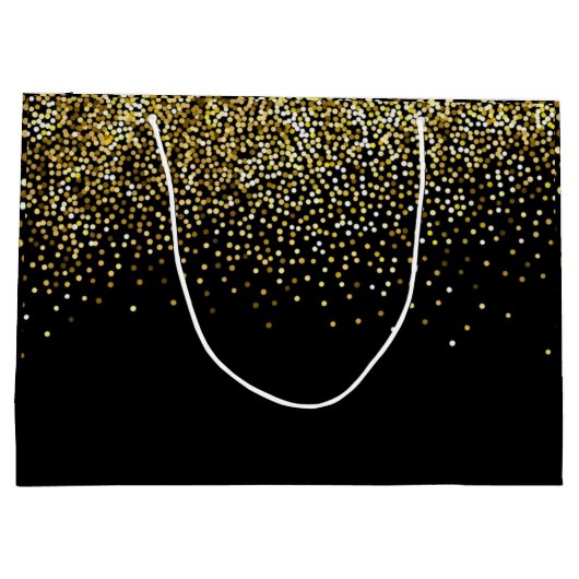 Birthday Black Gold Glitter Glamorous Thank You Große Geschenktüte (Rückseite)