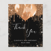 Birthday Black Gold Glitzer Danke Budget Flyer (Vorne)
