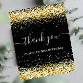 Birthday Black Gold Glitzer Danke Budget Flyer