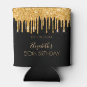 Birthday Black Gold Glitzer Funkelglasur Party Dosenkühler (Rückseite)