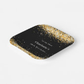 Birthday Black Gold Glitzer Name elegant Pappteller (Gewinkelt)